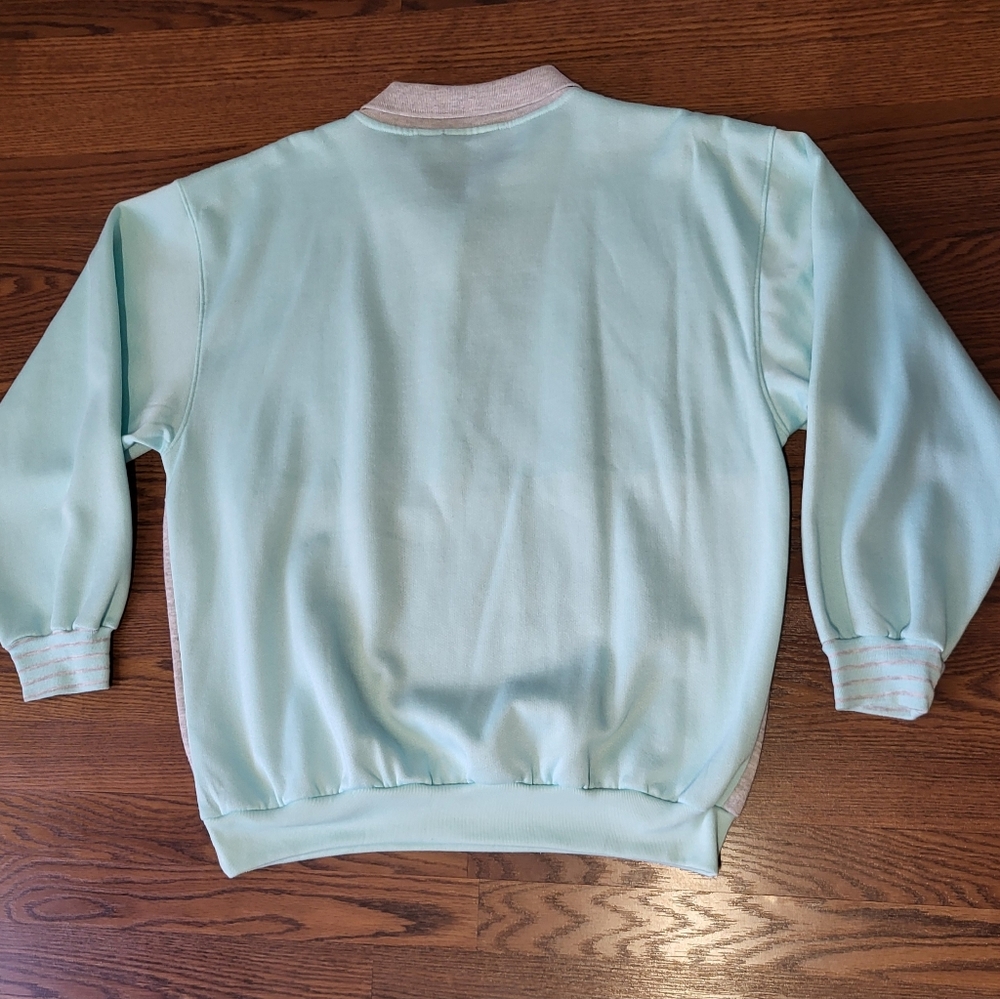 AWESOME 1980's GITANO Pullover Sweater Light Blue & Gray Size XL - Picture 7 of 10